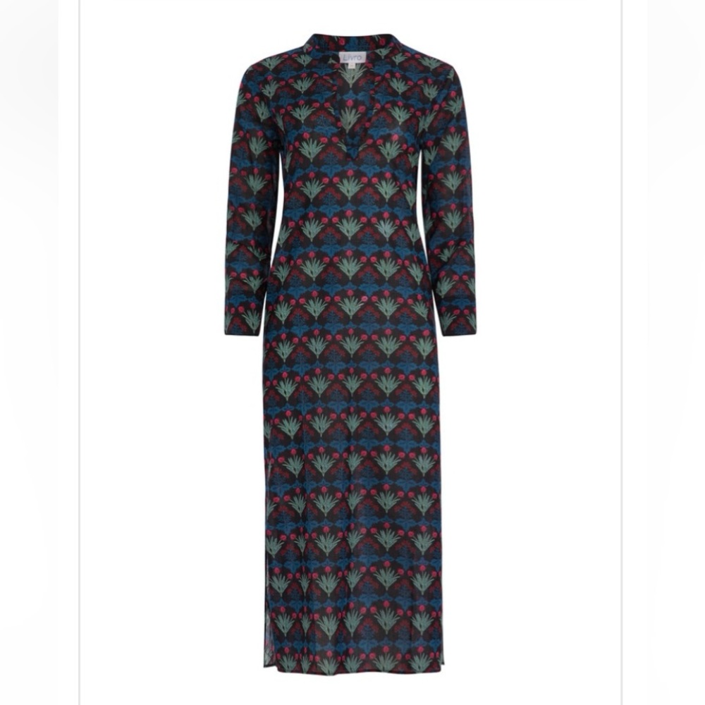 XS Livro Classic Kurta (Maxi Length) in Black Bouquet